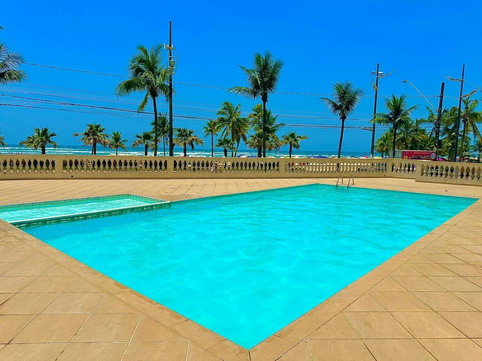 Apartamento Frente Ao Mar Com Varanda E Piscina Praia Grande  Exterior foto
